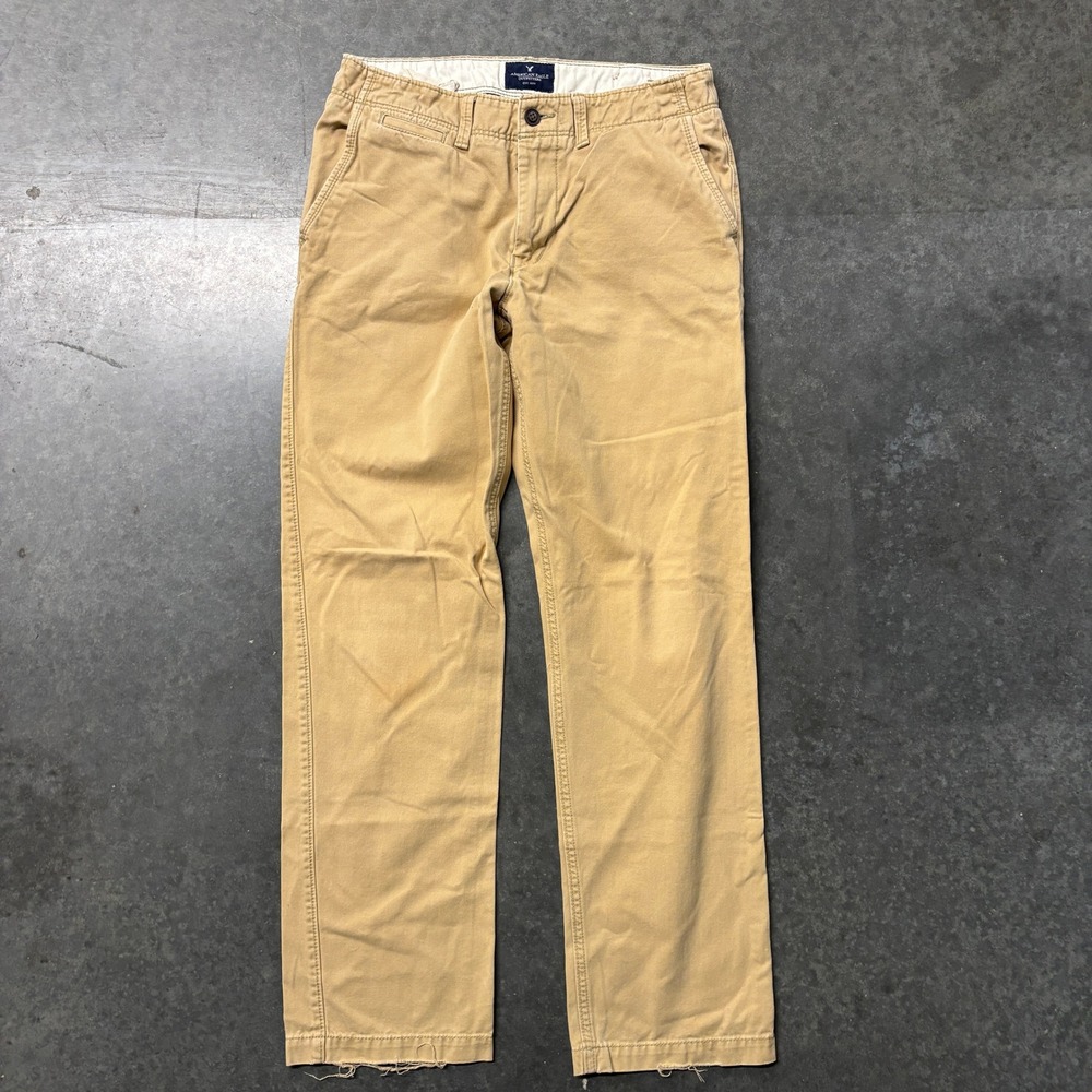American Eagle Relaxed Straight Khaki Chino Pants Mens 31x30 Tan Casual 4479